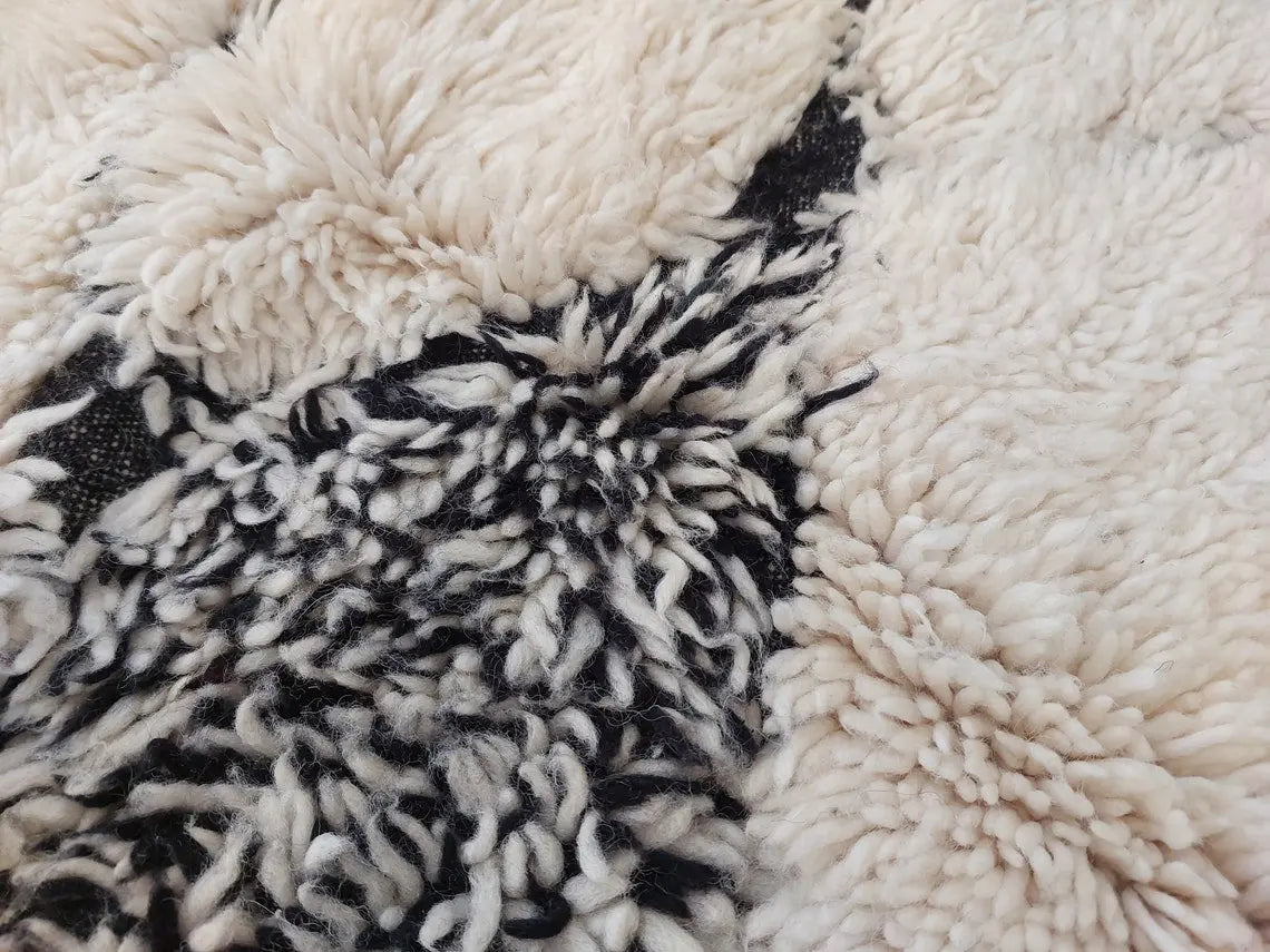 Authentic Moroccan Beni Ourain Handmade Berber Rug - Genuine Lamb Wool Carpet For Living Room (5.6x8.6 Ft) MoroccanBazzArts
