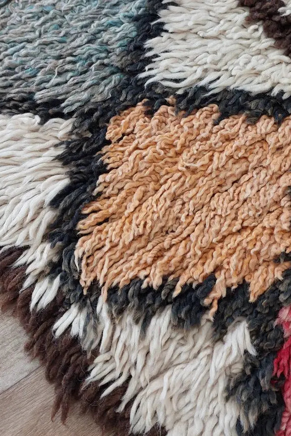 Vintage Moroccan Berber Azilal Rug - Colorful Handmade Wool Carpet With Natural Dyes (4.2x8.8 Ft) MoroccanBazzArts