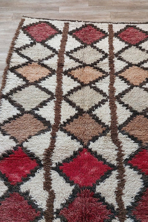 Vintage Moroccan Berber Azilal Rug - Colorful Handmade Wool Carpet With Natural Dyes (4.2x8.8 Ft) MoroccanBazzArts