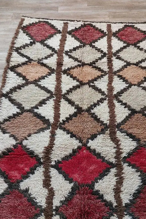 Vintage Moroccan Berber Azilal Rug - Colorful Handmade Wool Carpet With Natural Dyes (4.2x8.8 Ft) MoroccanBazzArts