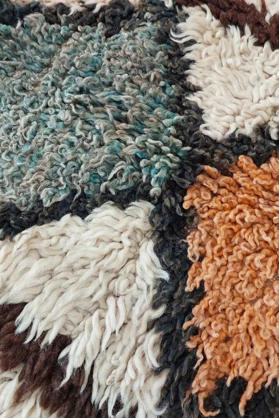 Vintage Moroccan Berber Azilal Rug - Colorful Handmade Wool Carpet With Natural Dyes (4.2x8.8 Ft) MoroccanBazzArts