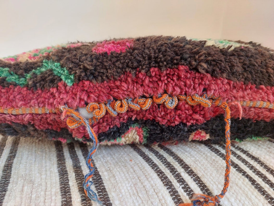 Original Vintage Ait Bou Ichaouen Cushion - Double Sided Wool Pillow - Tribal Cushion - Moroccan Pillow Case - Handmade Talsint Pillow. MoroccanBazzArts