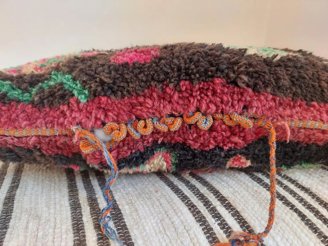 Original Vintage Ait Bou Ichaouen Cushion - Double Sided Wool Pillow - Tribal Cushion - Moroccan Pillow Case - Handmade Talsint Pillow. MoroccanBazzArts