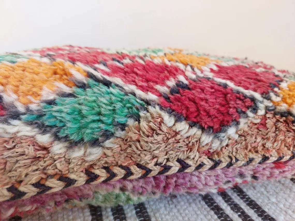 Original Vintage Ait Bou Ichaouen Cushion - Double Sided Wool Pillow - Tribal Cushion - Moroccan Pillow Case - Handmade Talsint Pillow. MoroccanBazzArts