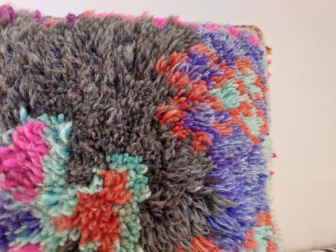 Original Vintage Ait Bou Ichaouen Cushion - Double Sided Wool Pillow - Tribal Cushion - Moroccan Pillow Case - Handmade Talsint Pillow. MoroccanBazzArts