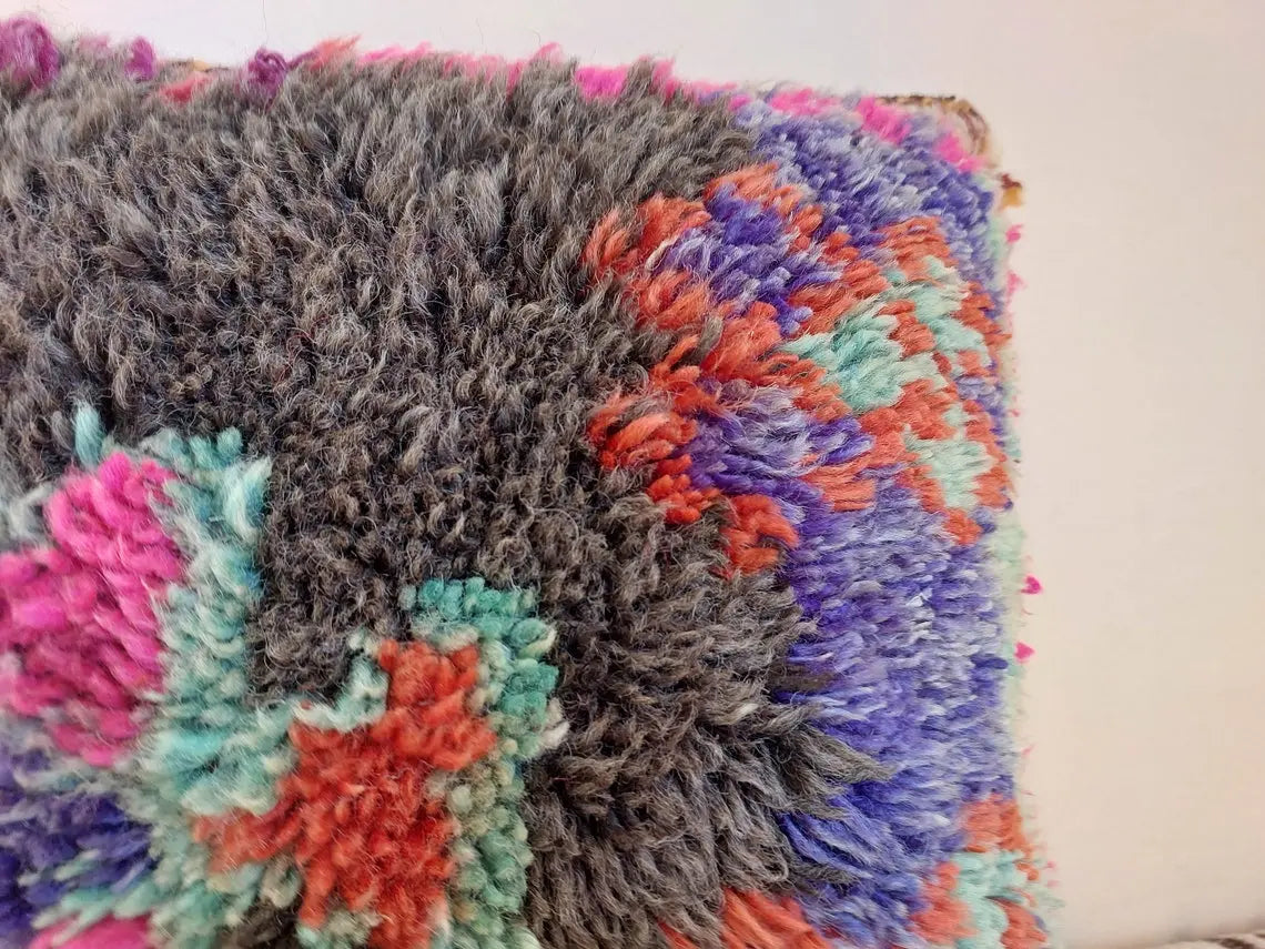 Original Vintage Ait Bou Ichaouen Cushion - Double Sided Wool Pillow - Tribal Cushion - Moroccan Pillow Case - Handmade Talsint Pillow. MoroccanBazzArts