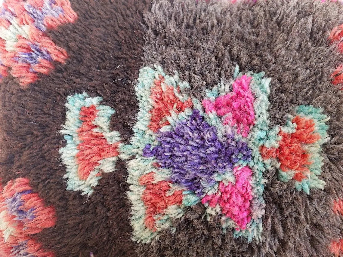 Original Vintage Ait Bou Ichaouen Cushion - Double Sided Wool Pillow - Tribal Cushion - Moroccan Pillow Case - Handmade Talsint Pillow. MoroccanBazzArts