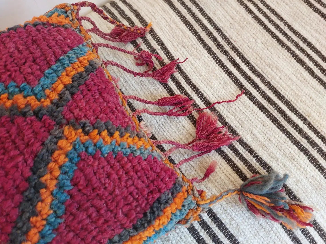 Original Vintage Ait Bou Ichaouen Cushion - Double Sided Wool Pillow - Tribal Cushion - Moroccan Pillow Case - Handmade Talsint Pillow. MoroccanBazzArts