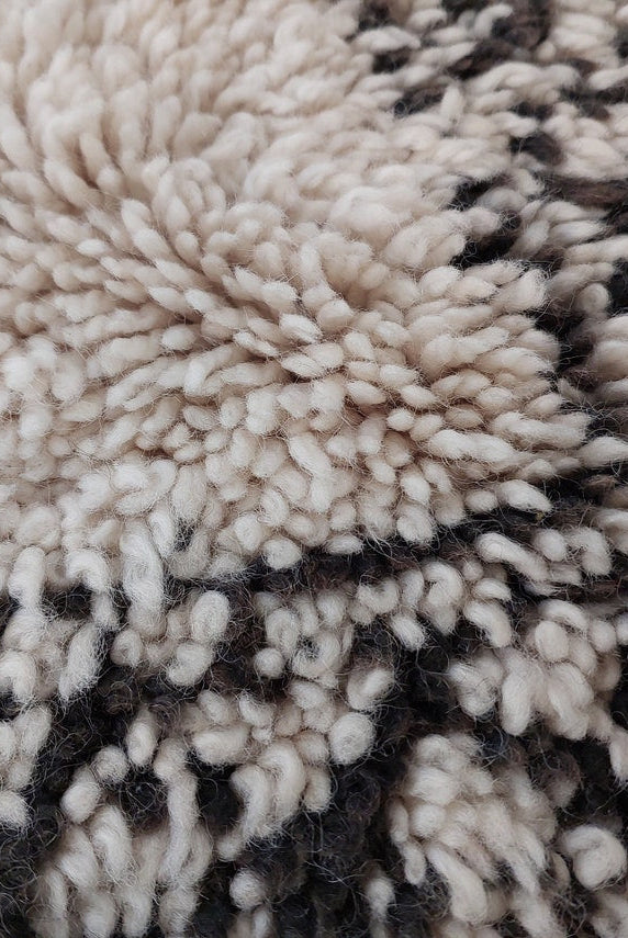 Beni Ourain Rug Handknotted Wool: Authentic Vintage Moroccan Carpet 6'6"X11'1" Lamb Wool MoroccanBazzArts