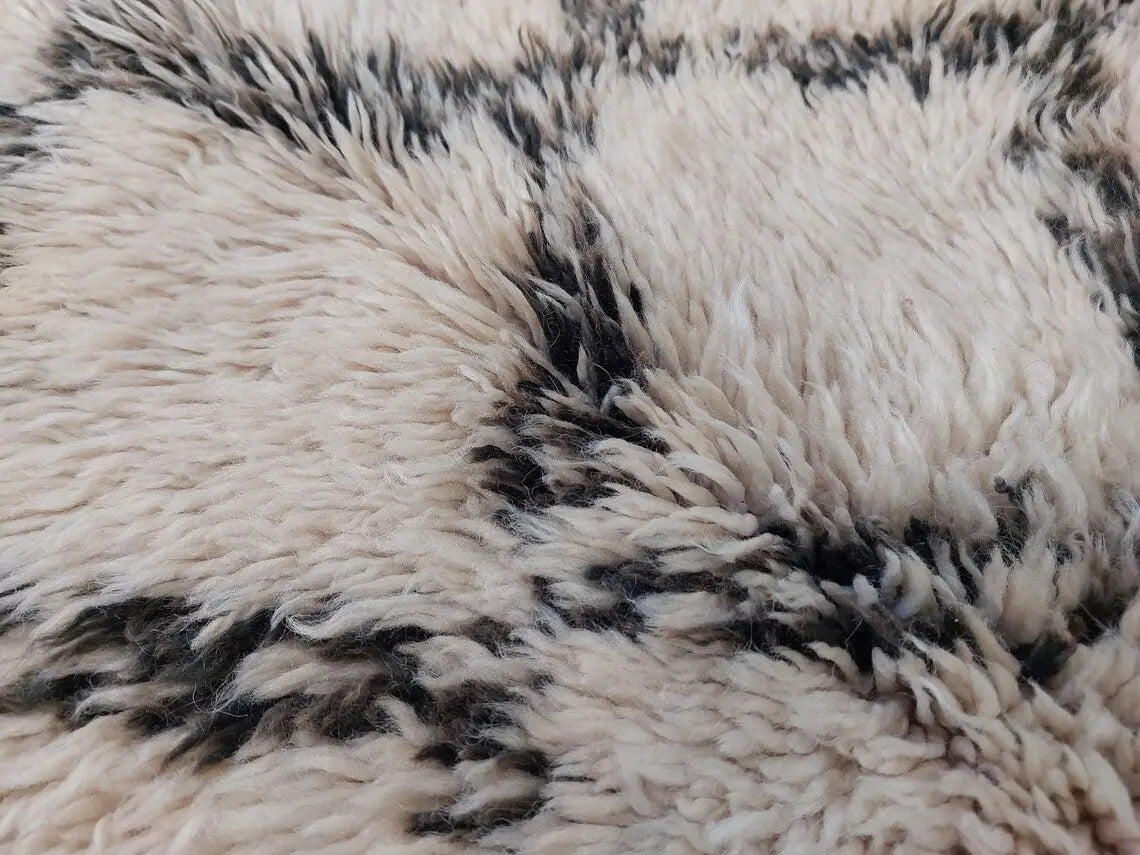 Beni Ourain Rug Wool Handknotted Carpet: Authentic Moroccan Berber, Neutral Boho Living Room Decor, Soft Mid Century Accent MoroccanBazzArts
