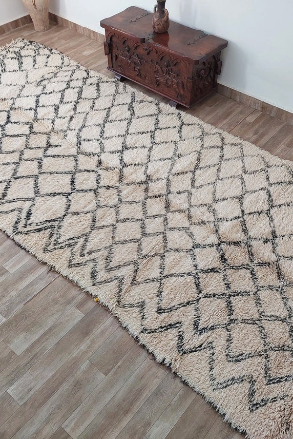 Beni Ourain Rug Wool Handknotted Carpet: Authentic Moroccan Berber, Neutral Boho Living Room Decor, Soft Mid Century Accent MoroccanBazzArts