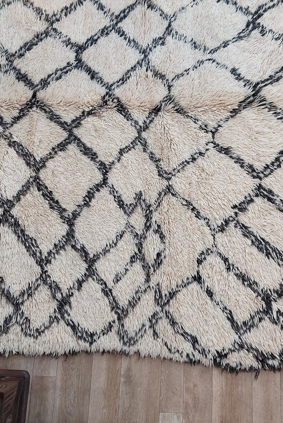Beni Ourain Rug Wool Handknotted Carpet: Authentic Moroccan Berber, Neutral Boho Living Room Decor, Soft Mid Century Accent MoroccanBazzArts