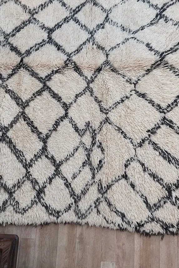 Beni Ourain Rug Wool Handknotted Carpet: Authentic Moroccan Berber, Neutral Boho Living Room Decor, Soft Mid Century Accent MoroccanBazzArts