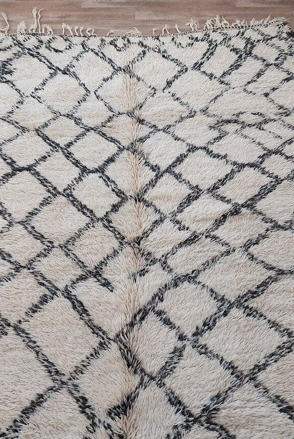 Beni Ourain Rug Wool Handknotted Carpet: Authentic Moroccan Berber, Neutral Boho Living Room Decor, Soft Mid Century Accent MoroccanBazzArts