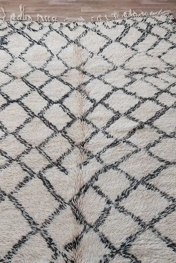 Beni Ourain Rug Wool Handknotted Carpet: Authentic Moroccan Berber, Neutral Boho Living Room Decor, Soft Mid Century Accent MoroccanBazzArts