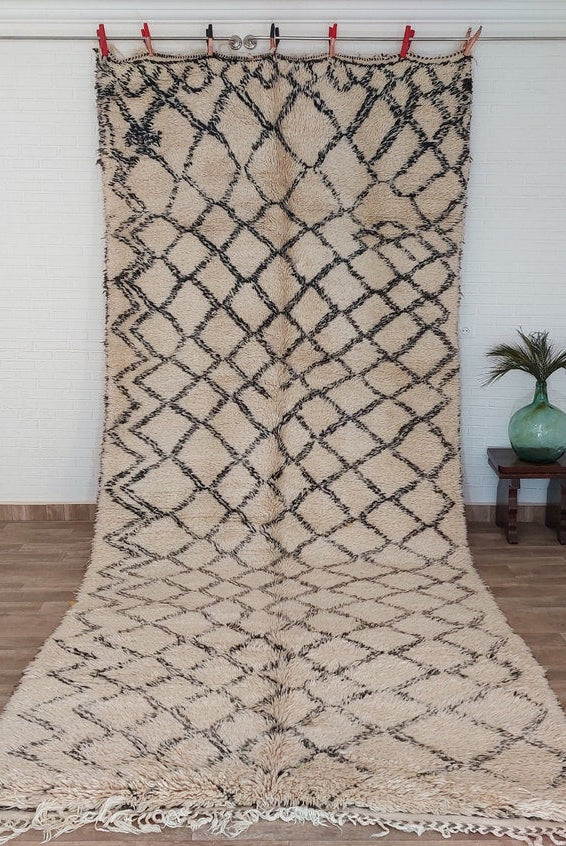 Beni Ourain Rug Wool Handknotted Carpet: Authentic Moroccan Berber, Neutral Boho Living Room Decor, Soft Mid Century Accent MoroccanBazzArts