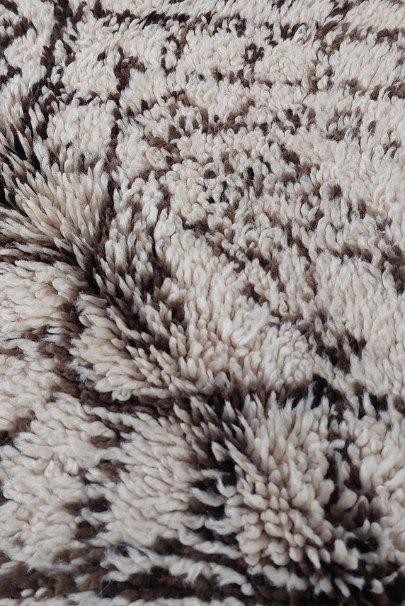 Beni Ourain Moroccan Wool Rug: Large Handwoven Geometric Ivory Brown Area Decor MoroccanBazzArts