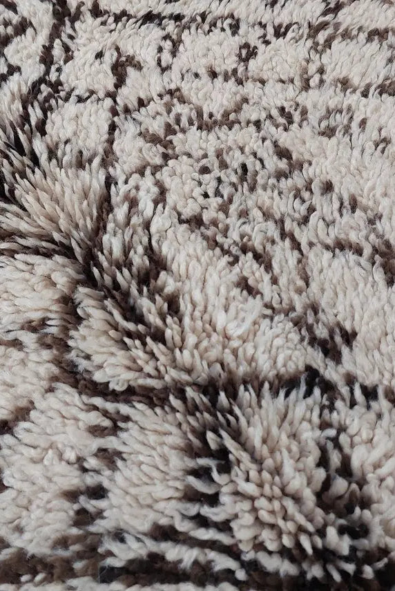 Beni Ourain Moroccan Wool Rug: Large Handwoven Geometric Ivory Brown Area Decor MoroccanBazzArts