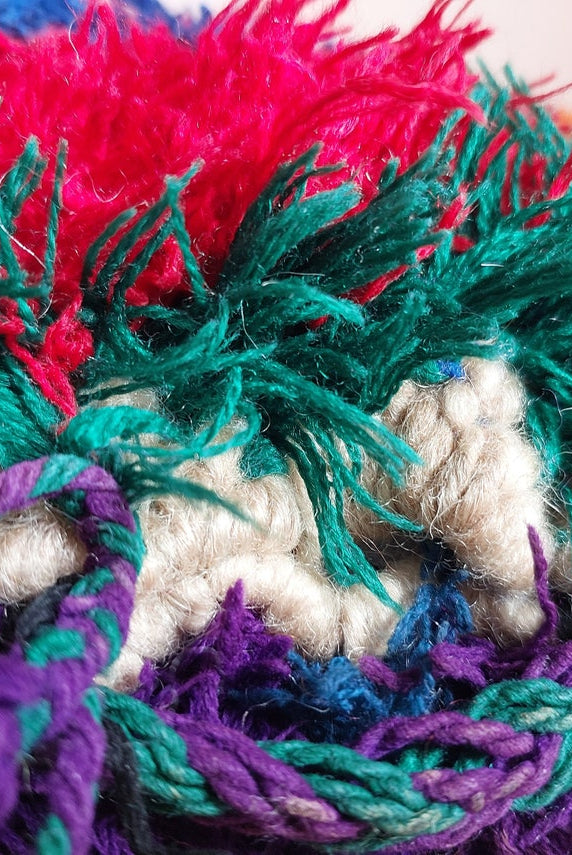 Vintage Ait Bou Ichaouen Cushion - Double Sided Cotton Boho Pillow - Tribal Cushion - Pillow Case - Handmade Boucherouite Pillow MoroccanBazzArts