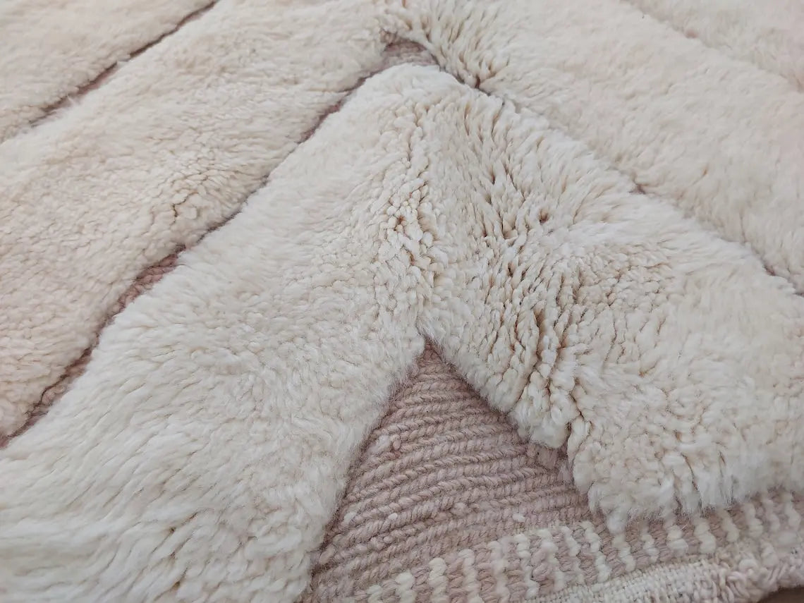 Moroccan Wool Rug Beni Mrirt: Handmade Luxury Neutral Geometric Berber Area Carpet For Living Room MoroccanBazzArts