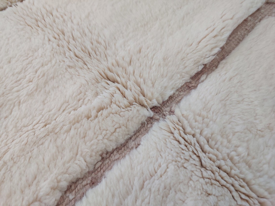 Moroccan Wool Rug Beni Mrirt: Handmade Luxury Neutral Geometric Berber Area Carpet For Living Room MoroccanBazzArts