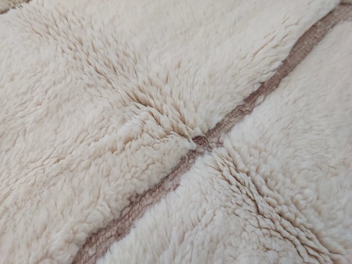 Moroccan Wool Rug Beni Mrirt: Handmade Luxury Neutral Geometric Berber Area Carpet For Living Room MoroccanBazzArts