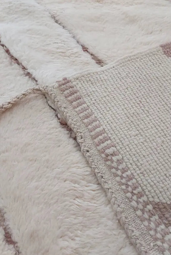 Moroccan Wool Rug Beni Mrirt: Handmade Luxury Neutral Geometric Berber Area Carpet For Living Room MoroccanBazzArts