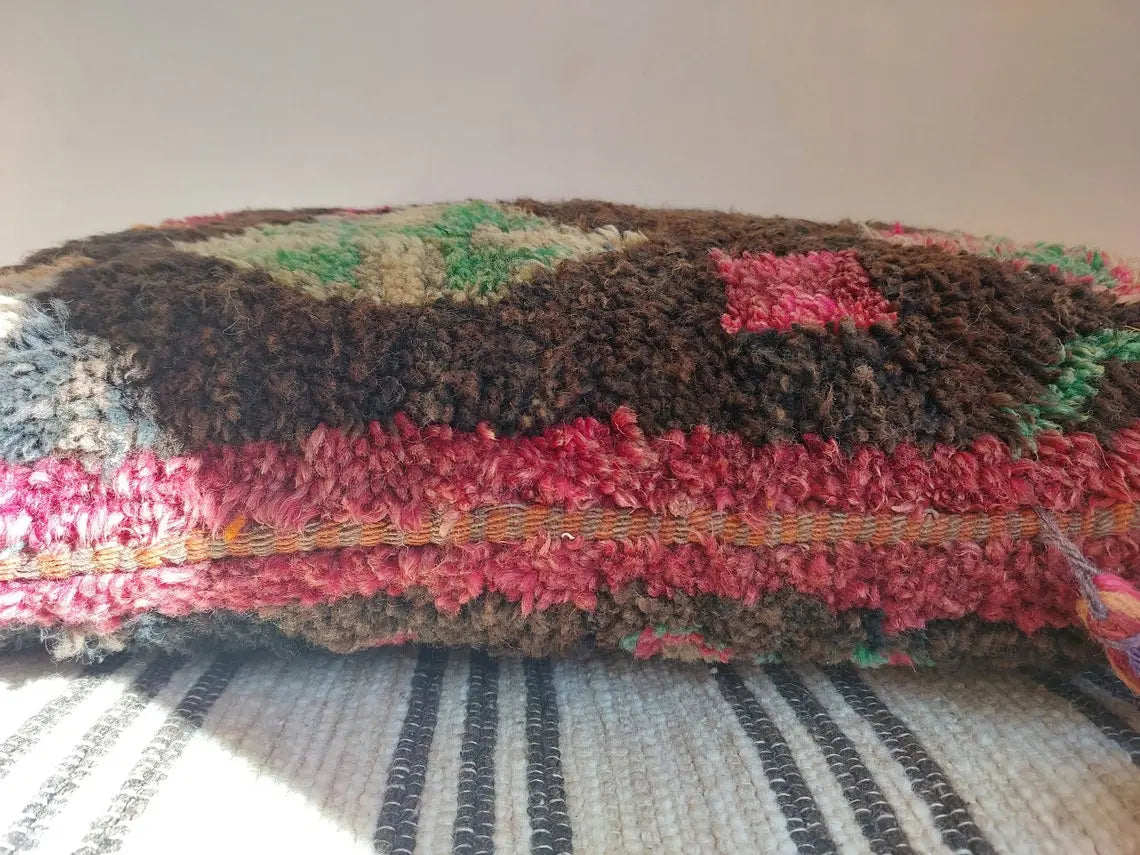 Original Vintage Ait Bou Ichaouen Cushion - Double Sided Wool Pillow - Tribal Cushion - Moroccan Pillow Case - Handmade Talsint Pillow. MoroccanBazzArts