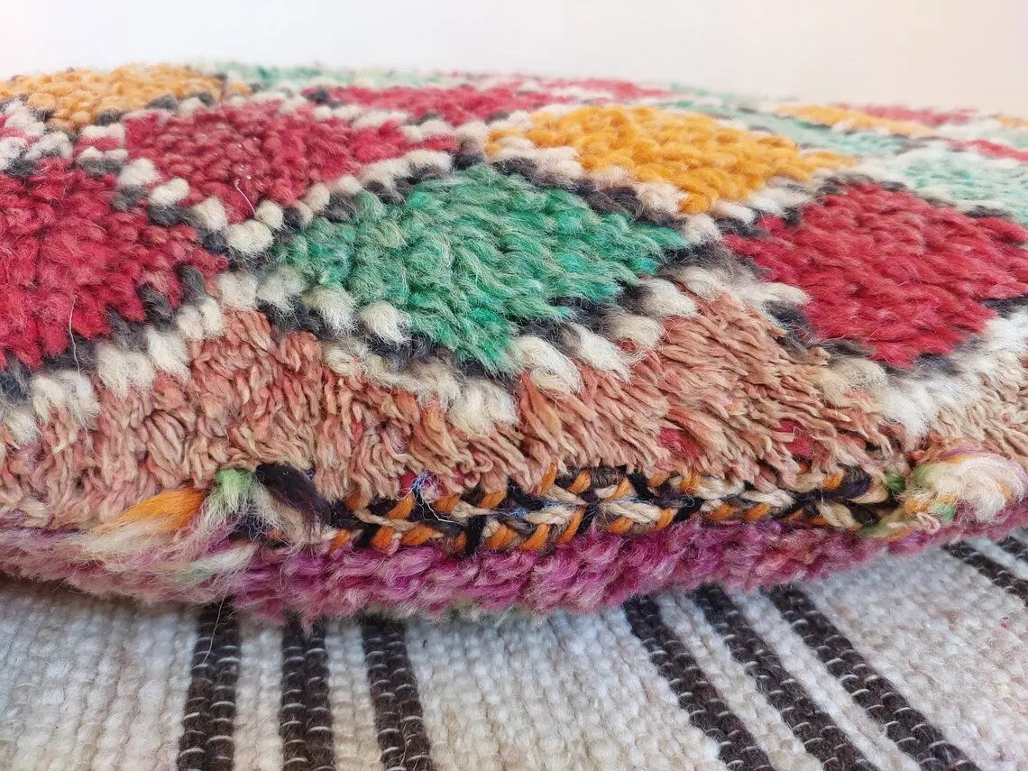 Original Vintage Ait Bou Ichaouen Cushion - Double Sided Wool Pillow - Tribal Cushion - Moroccan Pillow Case - Handmade Talsint Pillow. MoroccanBazzArts
