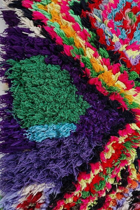 Handmade Boucherouite Art Rug - Stunning Handwoven Vintage Talsint Abstract Rug - Hanging Wall Art Rug. MoroccanBazzArts