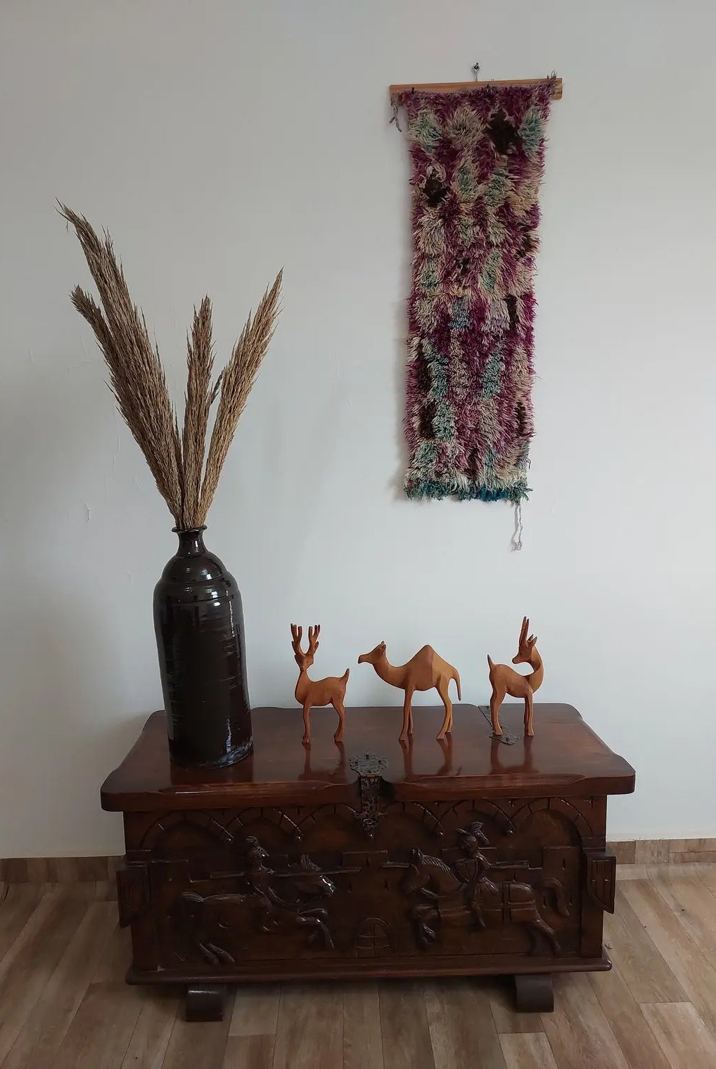 Vintage Shaggyait Bou Ichaouen Opened Up Pillow Cover, Woven In One Piece, Eastern Moroccan Pillow, Hanging Wall Rug Art MoroccanBazzArts