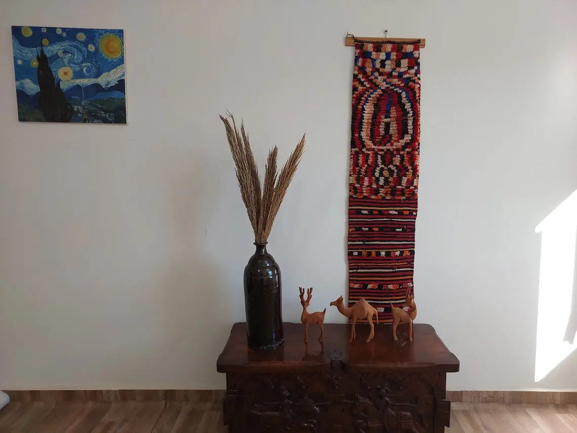 Antique Ait Bou Ichaouen An Opened Up Pillow Case - Rare Eastern Moroccan Pillow - Handmade By Berber Women - Hanging Wall Art MoroccanBazzArts
