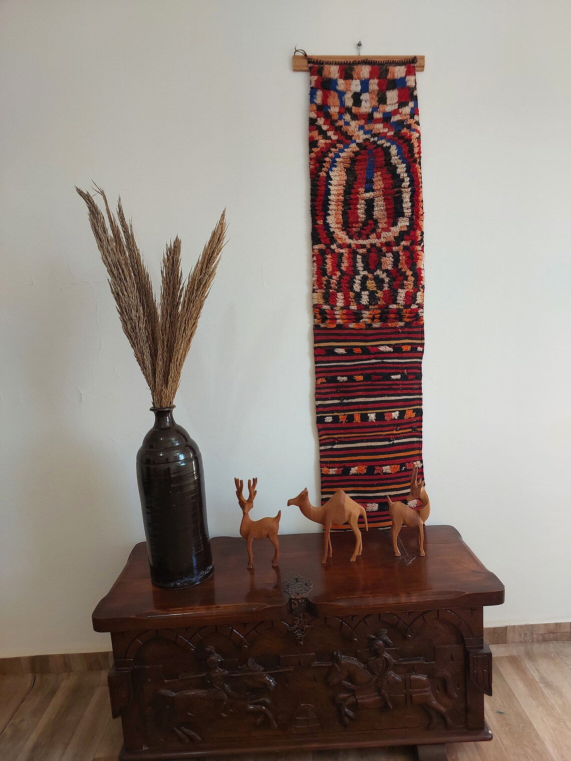 Antique Ait Bou Ichaouen An Opened Up Pillow Case - Rare Eastern Moroccan Pillow - Handmade By Berber Women - Hanging Wall Art MoroccanBazzArts
