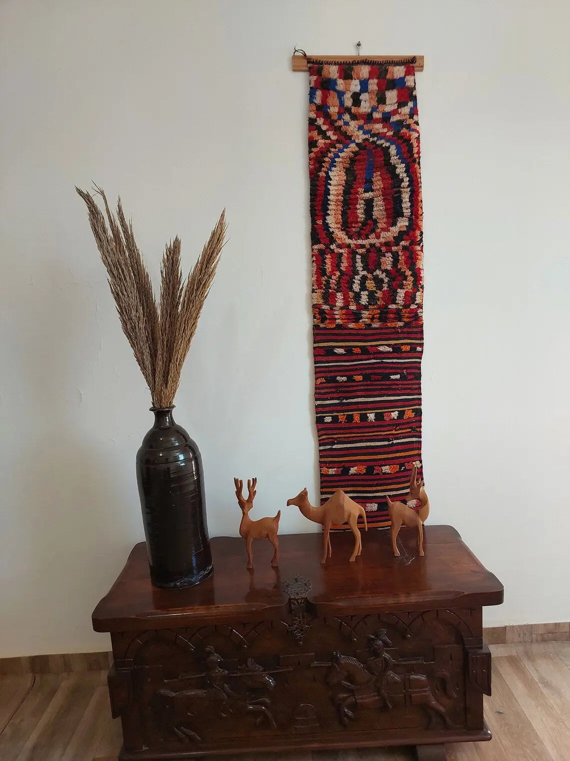 Antique Ait Bou Ichaouen An Opened Up Pillow Case - Rare Eastern Moroccan Pillow - Handmade By Berber Women - Hanging Wall Art MoroccanBazzArts