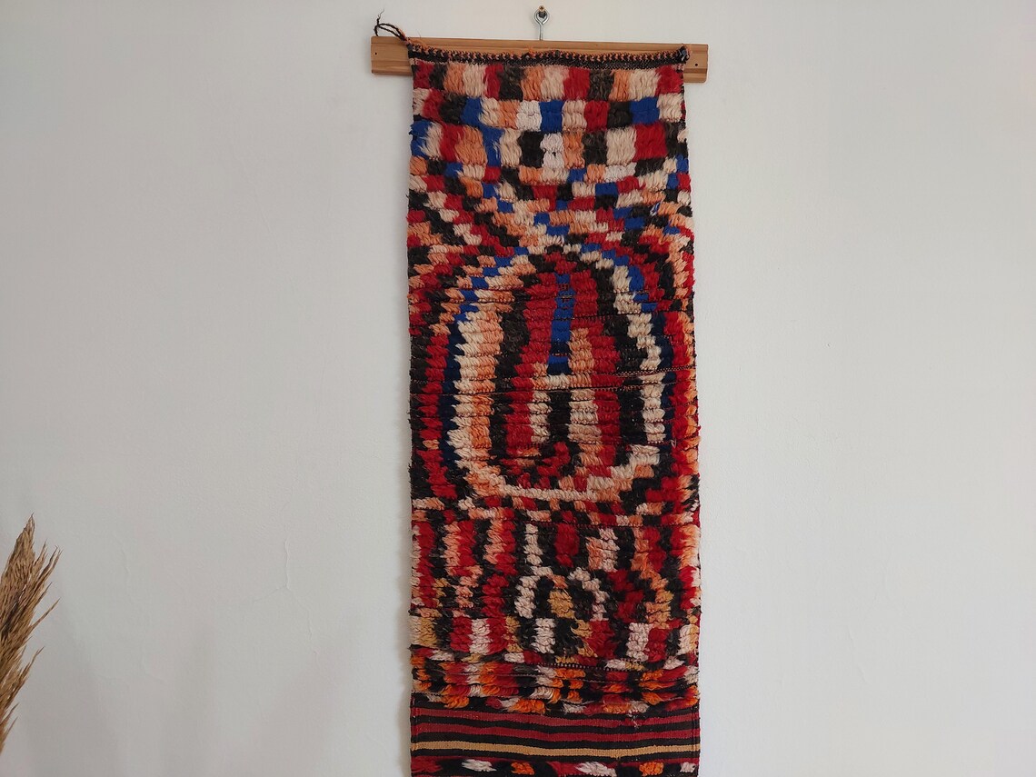 Antique Ait Bou Ichaouen An Opened Up Pillow Case - Rare Eastern Moroccan Pillow - Handmade By Berber Women - Hanging Wall Art MoroccanBazzArts
