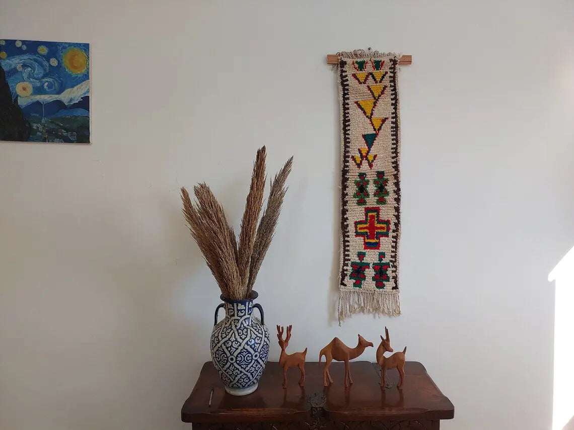Handmade Berber Pillow -ait Bou Ichaouen Opened Up Pillow Cover, Handwoven In One Piece, Eastern Moroccan Pillow, Hanging Wall Art MoroccanBazzArts