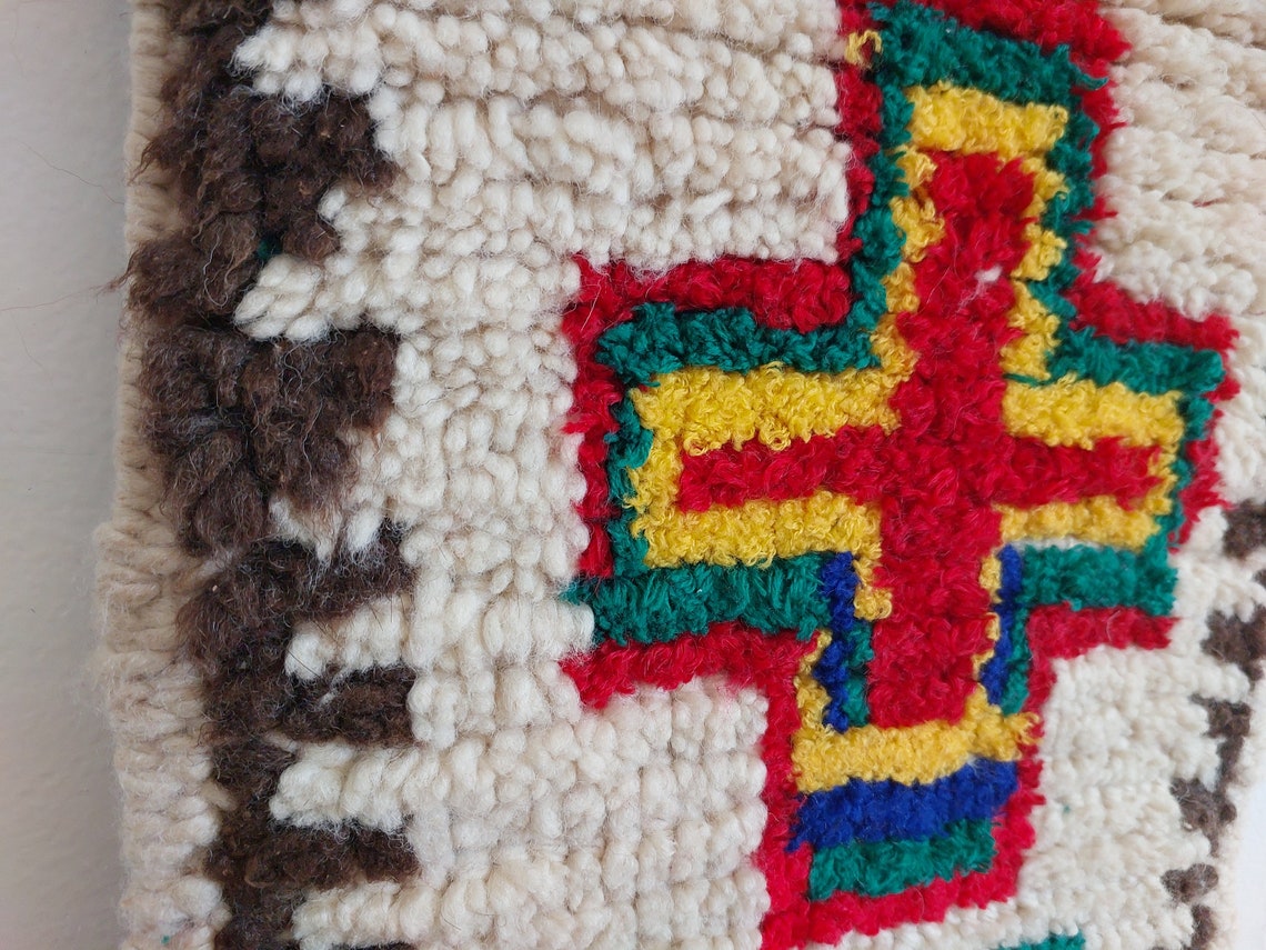 Handmade Berber Pillow -ait Bou Ichaouen Opened Up Pillow Cover, Handwoven In One Piece, Eastern Moroccan Pillow, Hanging Wall Art MoroccanBazzArts