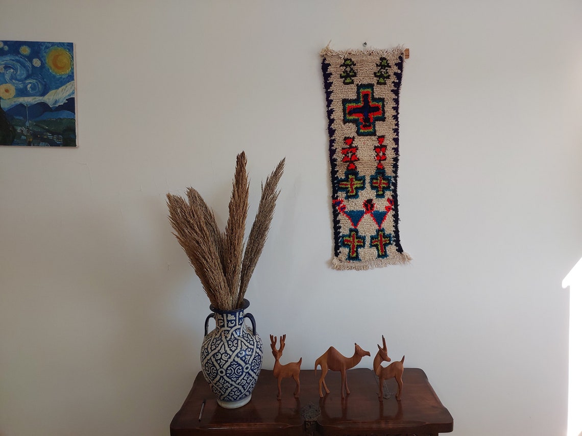 Handmade Berber Pillow -ait Bou Ichaouen Opened Up Pillow Cover, Handwoven In One Piece, Eastern Moroccan Pillow, Hanging Wall Art Rug MoroccanBazzArts