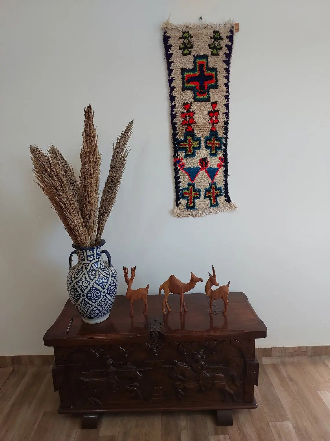 Handmade Berber Pillow -ait Bou Ichaouen Opened Up Pillow Cover, Handwoven In One Piece, Eastern Moroccan Pillow, Hanging Wall Art Rug MoroccanBazzArts