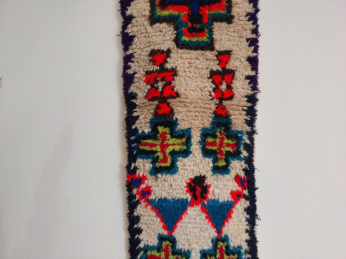 Handmade Berber Pillow -ait Bou Ichaouen Opened Up Pillow Cover, Handwoven In One Piece, Eastern Moroccan Pillow, Hanging Wall Art Rug MoroccanBazzArts