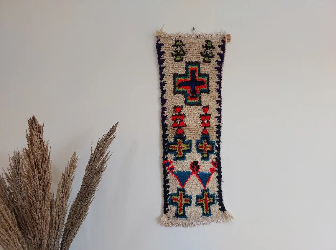 Handmade Berber Pillow -ait Bou Ichaouen Opened Up Pillow Cover, Handwoven In One Piece, Eastern Moroccan Pillow, Hanging Wall Art Rug MoroccanBazzArts