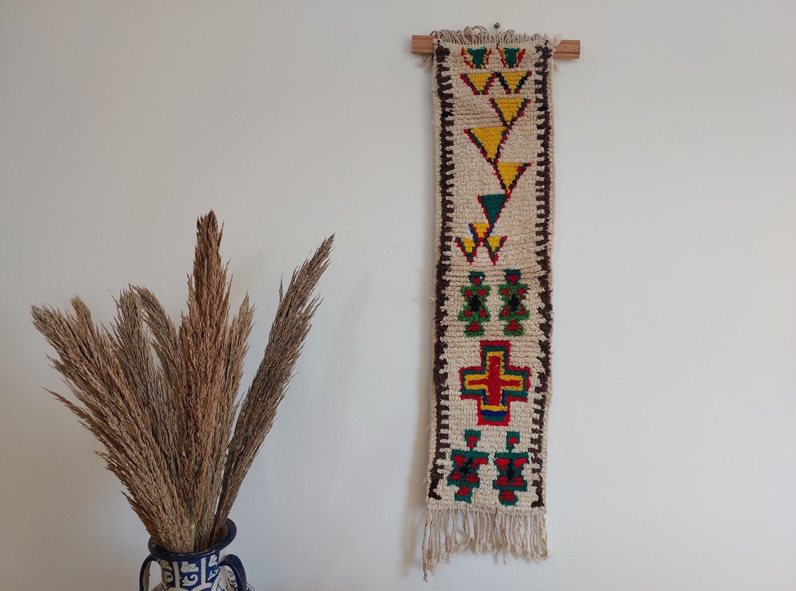 Handmade Berber Pillow -ait Bou Ichaouen Opened Up Pillow Cover, Handwoven In One Piece, Eastern Moroccan Pillow, Hanging Wall Art MoroccanBazzArts