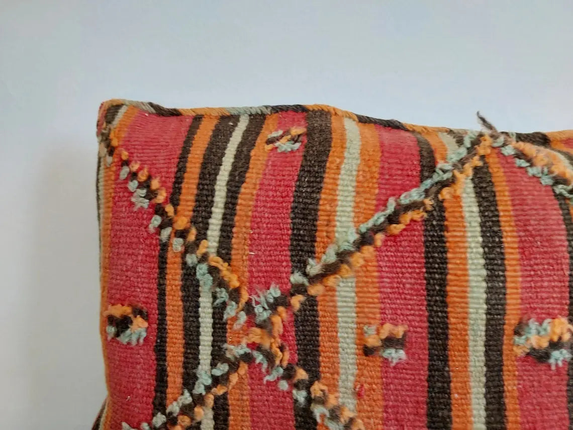 Vintage Talsint Pillow - Handmade Moroccan Pillow - Double Sided Wool Pillow - Authentic Berber Pillow. MoroccanBazzArts