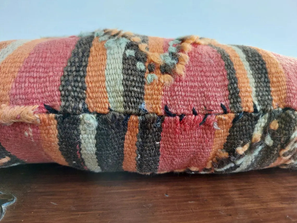 Vintage Talsint Pillow - Handmade Moroccan Pillow - Double Sided Wool Pillow - Authentic Berber Pillow. MoroccanBazzArts