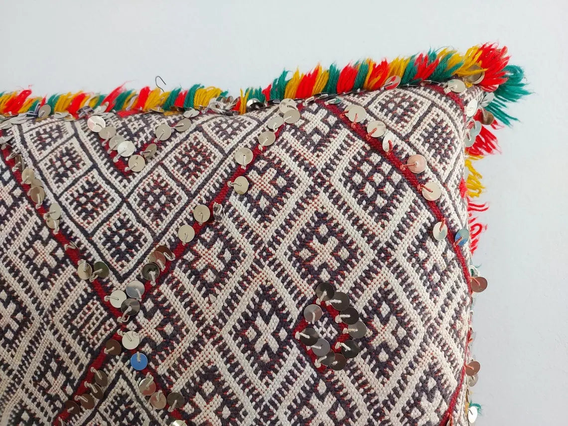 Moroccan Kilim Pillow Cover, Berber Kilim Pillow, Moroccan Pillow, Handmade Wool Pillow, Decorative Pillow Case. MoroccanBazzArts