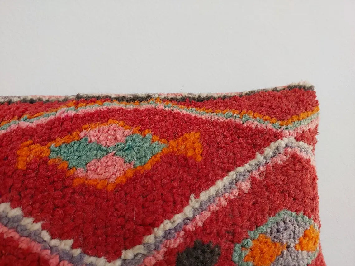 Beautiful Vintage Original Talsint Cushiom Double Sided, Handmade Moroccan Pillow , Wool Cushion 23"/13" MoroccanBazzArts