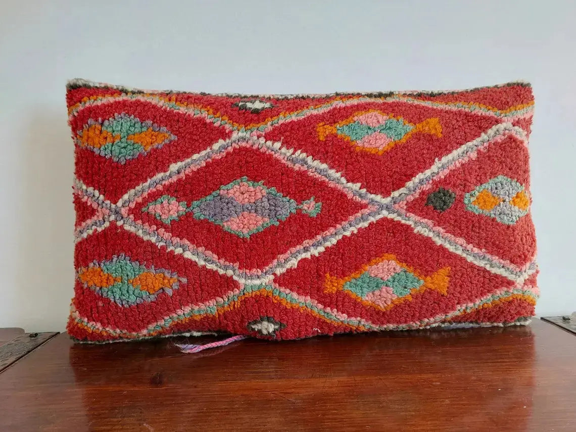 Beautiful Vintage Original Talsint Cushiom Double Sided, Handmade Moroccan Pillow , Wool Cushion 23"/13" MoroccanBazzArts