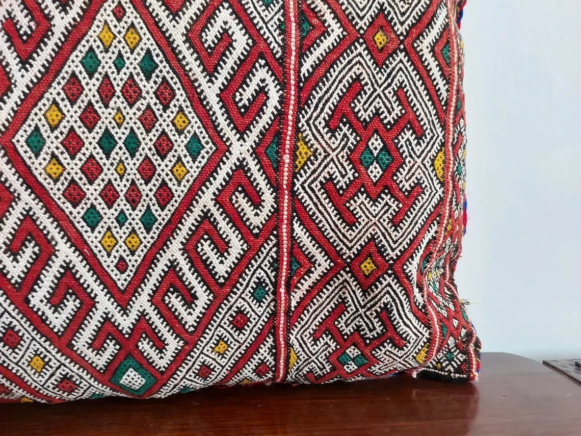 Vintage Beni Ourain Pillow - Moroccan Pillow - Handmade Cushion - Berber Pillow Case 12"X22" MoroccanBazzArts