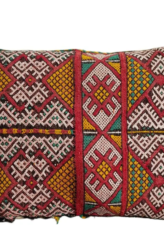 Vintage Berber Pillow - Kilim In One Side - Vintage Velvet In Other Side - Unique Moroccan Pillow - Beni Mguild Pillow - Kilim Pillow MoroccanBazzArts