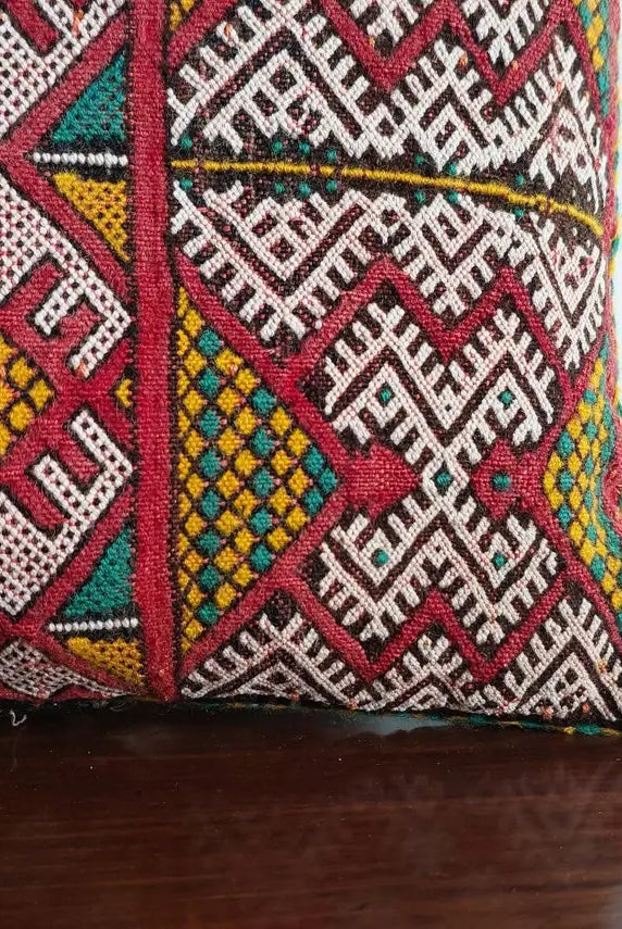 Vintage Berber Pillow - Kilim In One Side - Vintage Velvet In Other Side - Unique Moroccan Pillow - Beni Mguild Pillow - Kilim Pillow MoroccanBazzArts